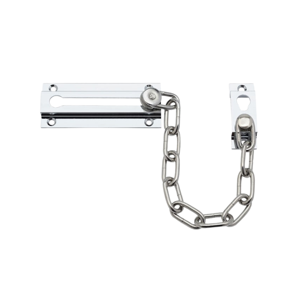 Security Door Chain Lock for Front Doors with Chrome Finish